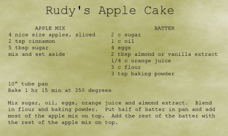 George R. Nahodil's wonderful recipe for apple cake.