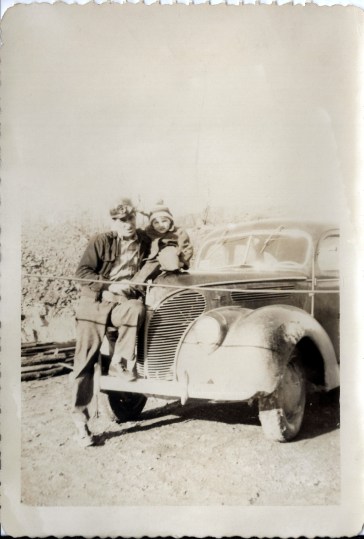 Frederick Nahodil with child. Likely taken in Shamokin before work, note the helmet and his cleanliness.